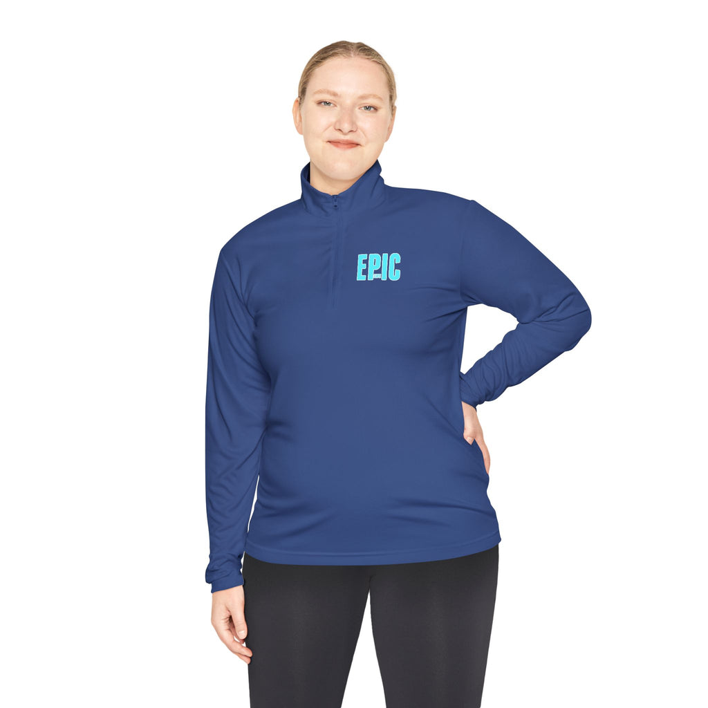 Women’s Epic Quarter-Zip Pullover — Minimal Aqua Logo Zip-Up