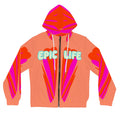 Epic Life Women’s Zip Hoodie — Bold Coral Pop Art All-Over Print
