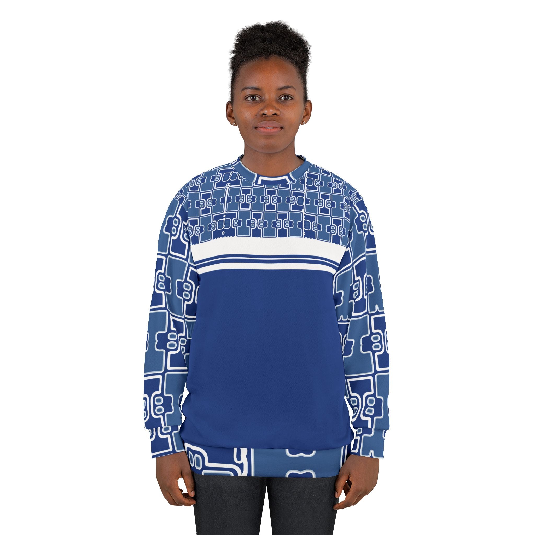 Epic Life Men's Epic Original Checkered Pattern Sweatshirt - All-Over Print Crew Neck