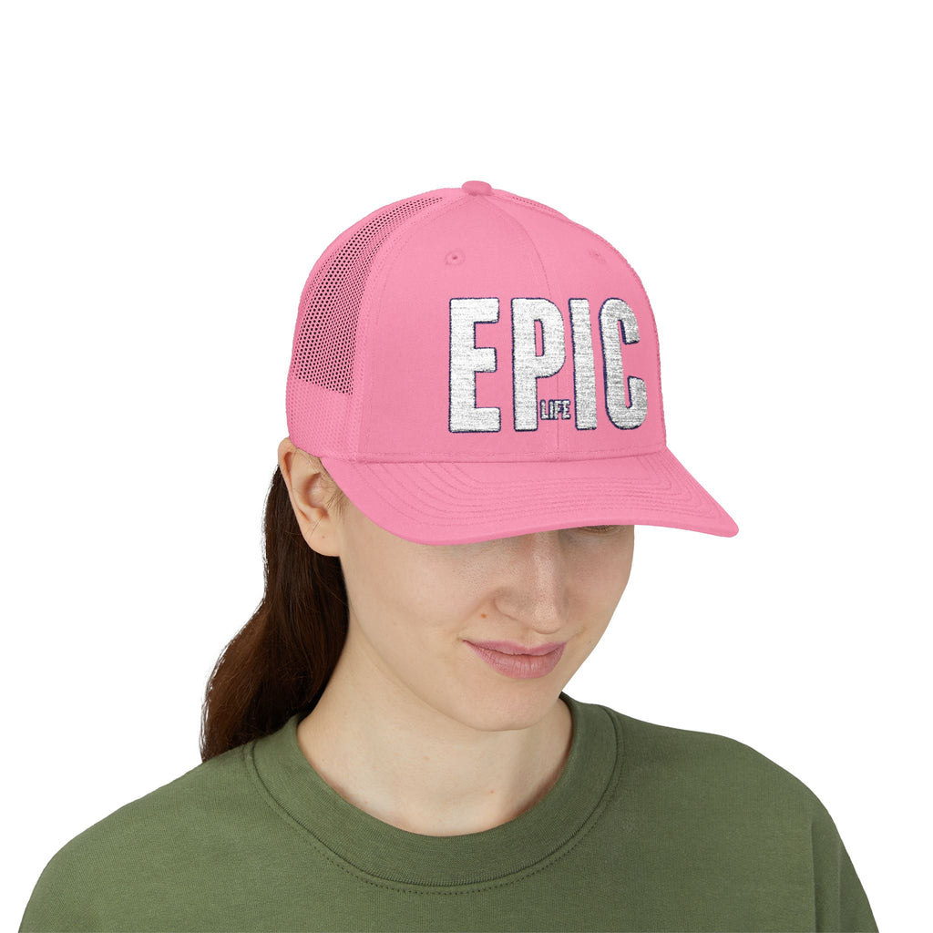 EPIC Snapback Trucker Cap — Distressed Bold Logo Mesh Hat