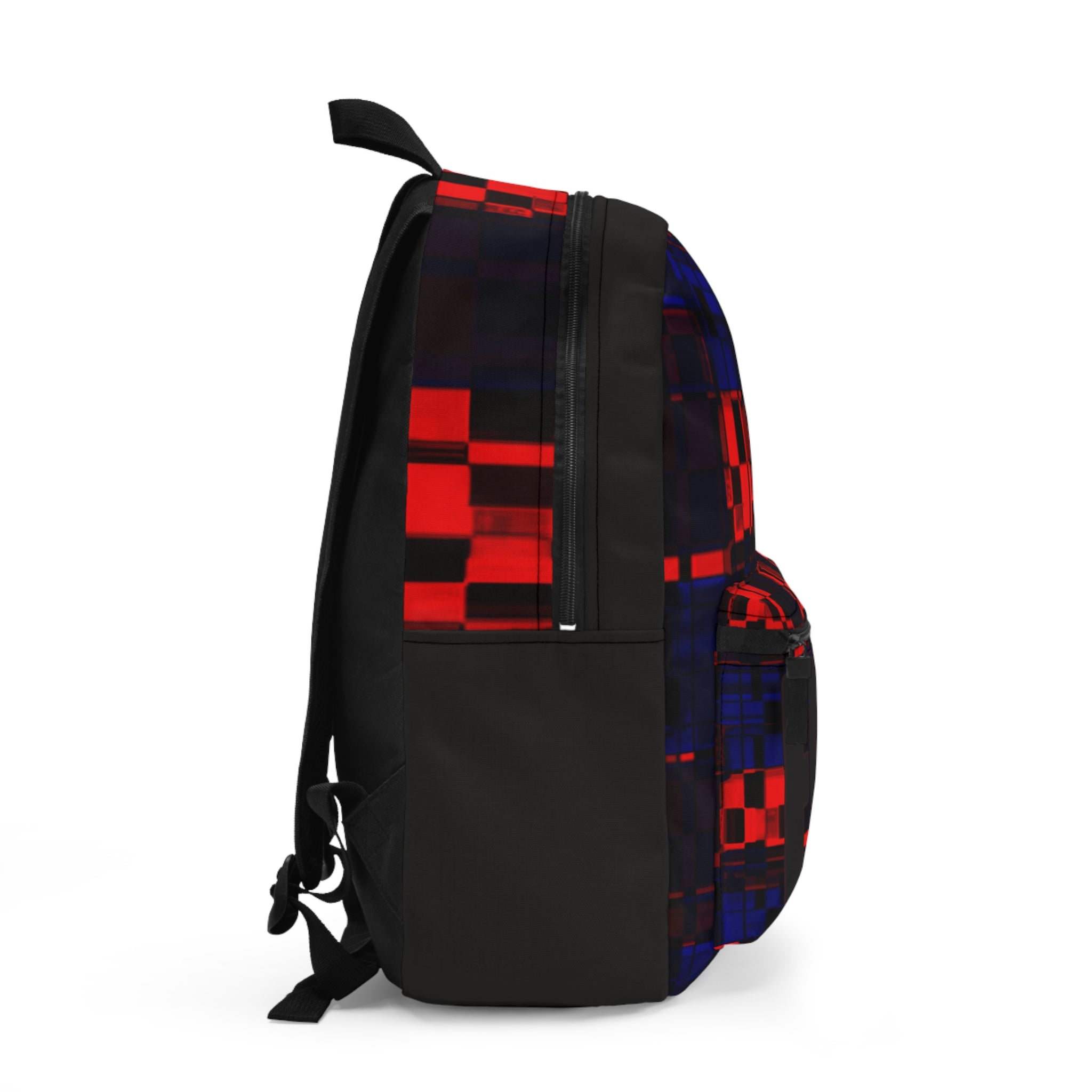 Epic Pixel Glitch Backpack — Red & Blue Digital Pattern School Bag