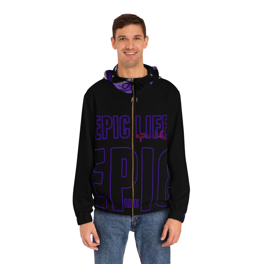 Epic Life Zip Hoodie — Bold Purple Graphic Full-Zip Hoodie