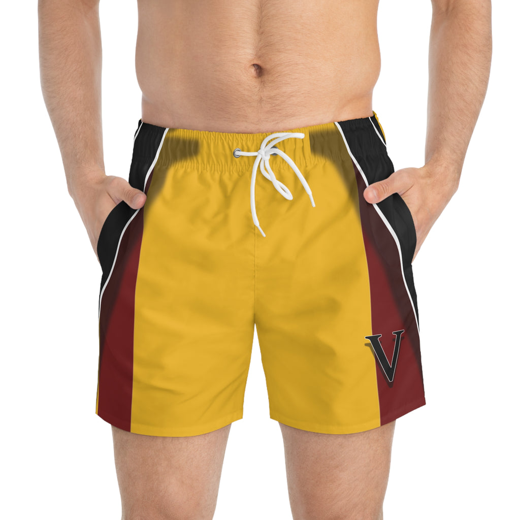 Yellow Varsity Swim Trunks — Retro Athletic Beach Shorts