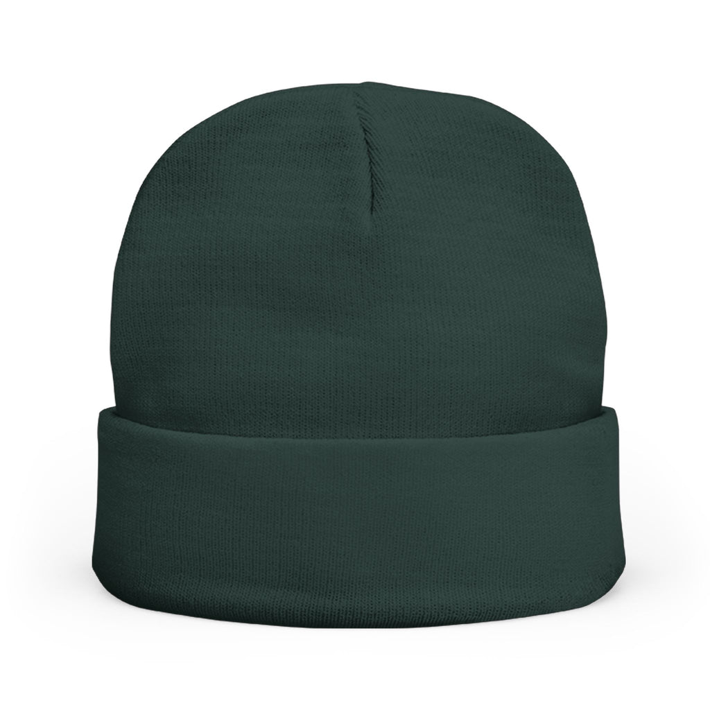 Embroidered Sequin Stripe Knit Beanie — Red Accent Winter Hat