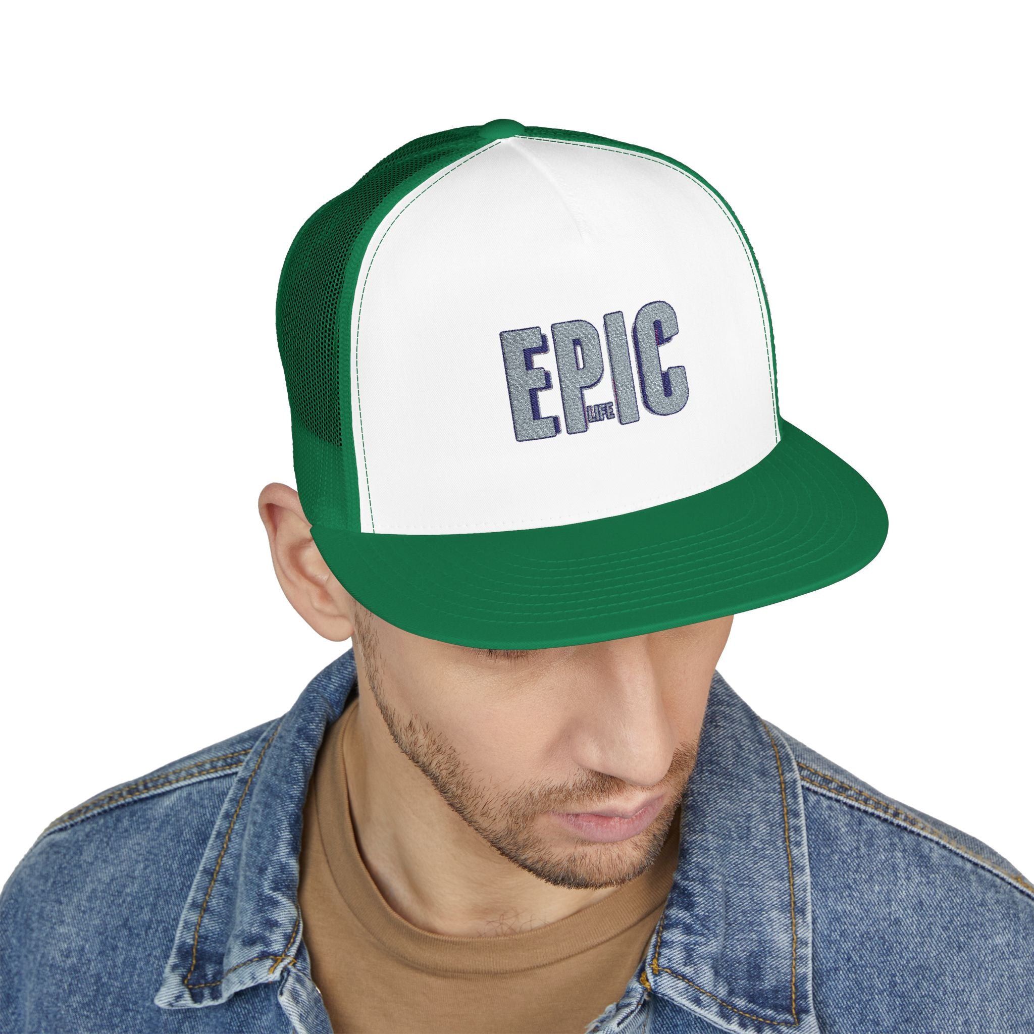 Epic Embroidered 5 Panel Trucker Cap, Cool Hats for Men , Casual Style, Gifts for Dad, Outdoor Adventures, Summer Fashion