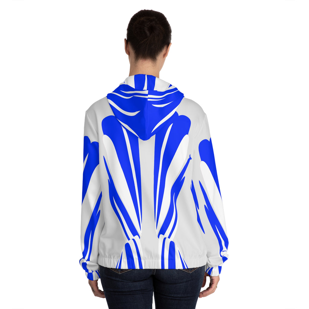 Epic Life Women's Zip Hoodie — Bold Blue Abstract All-Over Print