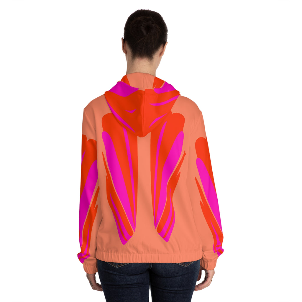 Epic Life Women’s Zip Hoodie — Bold Coral Pop Art All-Over Print