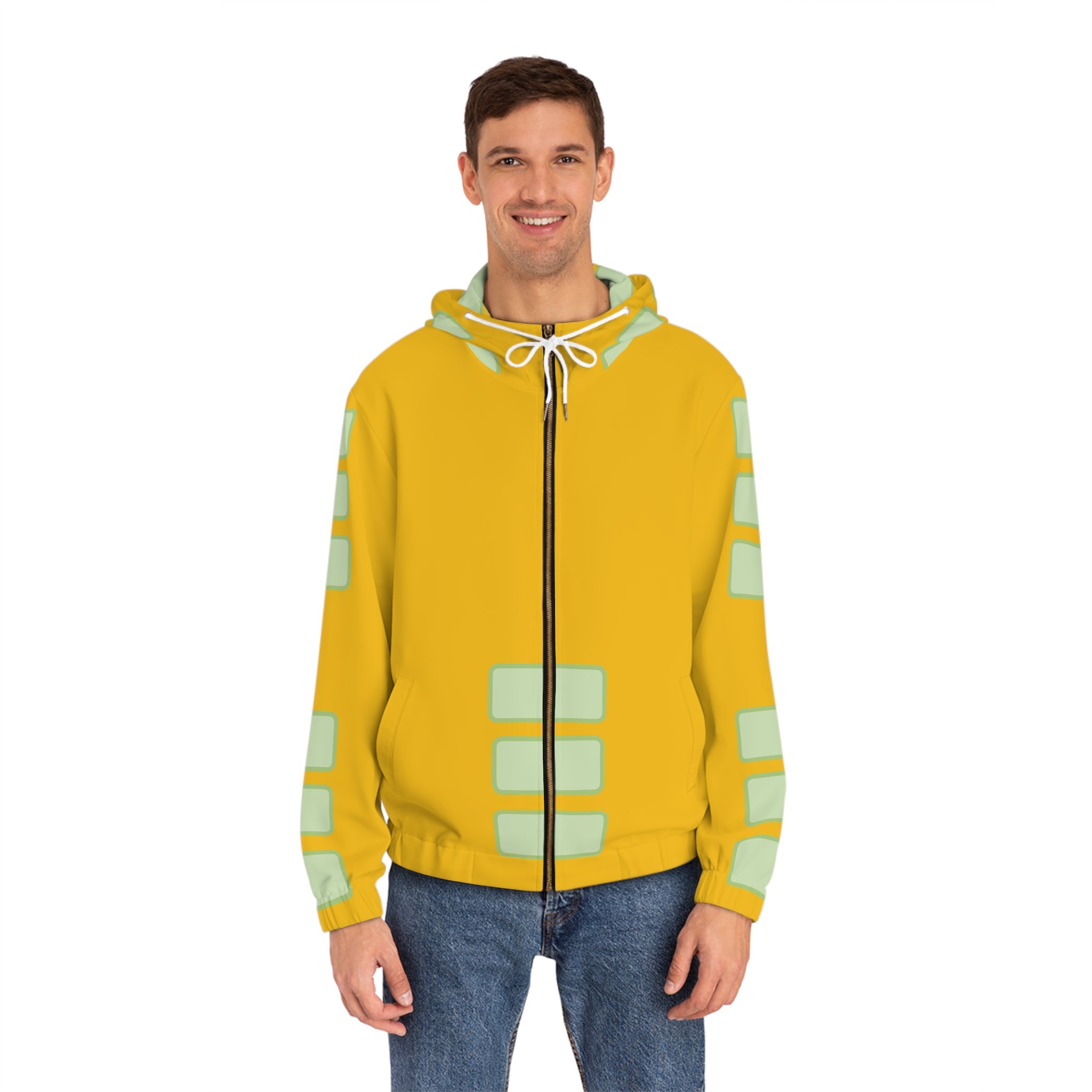 Yellow Tech-Stripe Full-Zip Hoodie