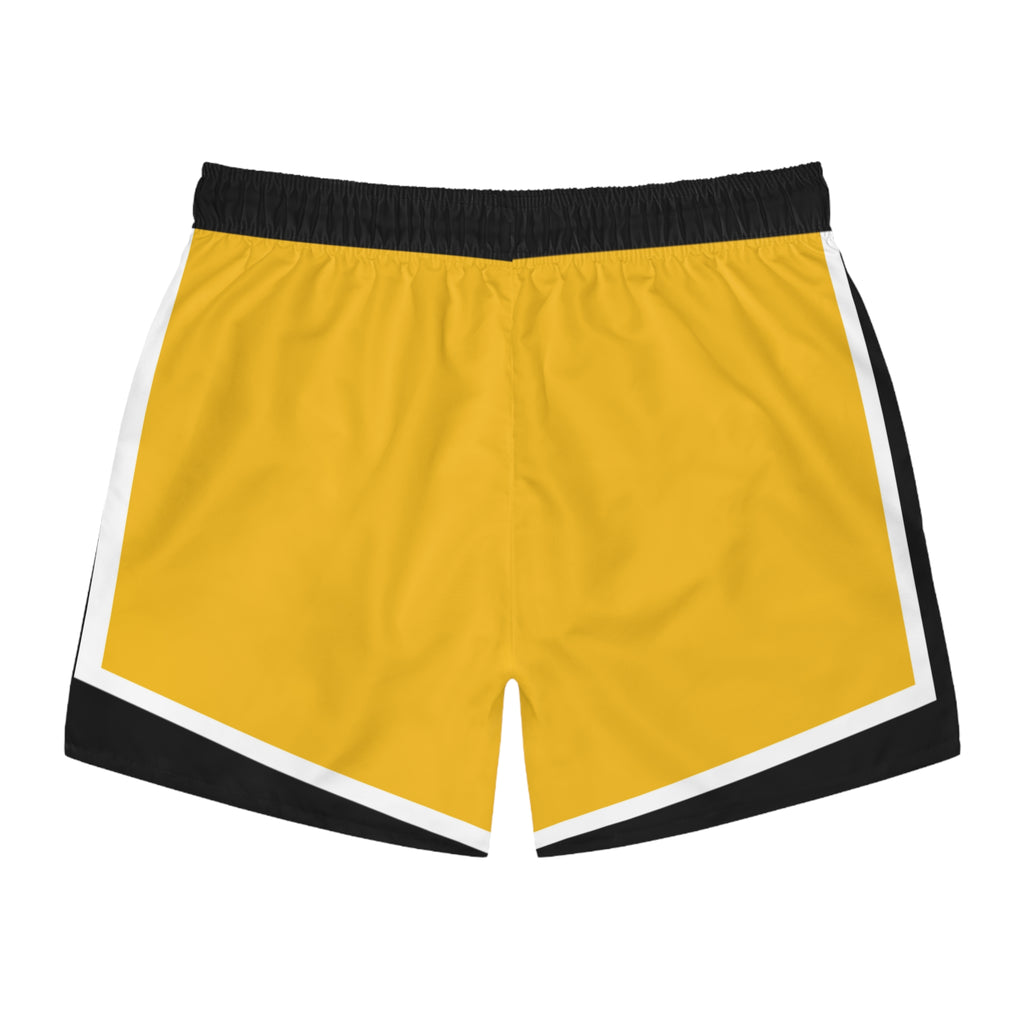 Epic Life Swim Trunks — Bold Yellow AOP Beach Shorts