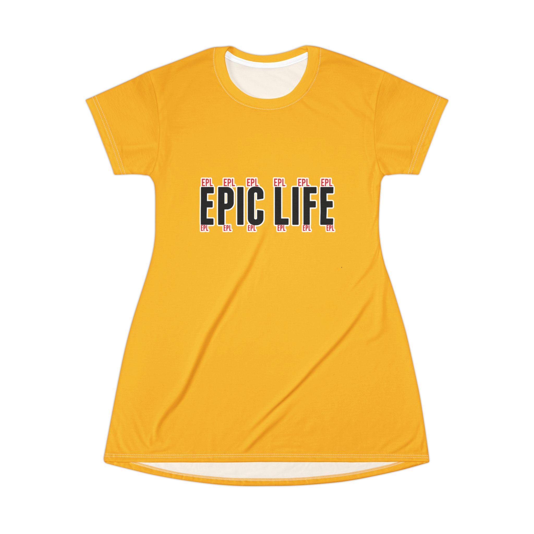 Epic Life Yellow T‑Shirt Dress — Graphic Casual Dress