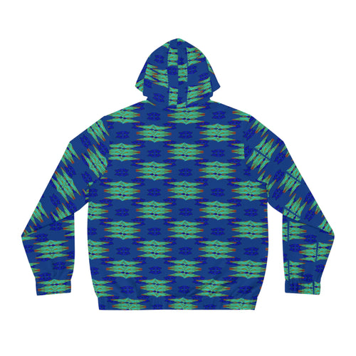 Blue Green Ikat Pattern Full-Zip Hoodie — Men's All-Over Print