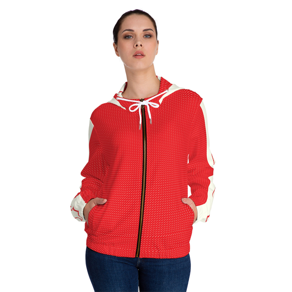 Red Retro Stripe Women’s Full-Zip Hoodie