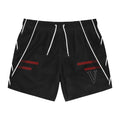 Men's V-Emblem Black Swim Trunks — Athletic Striped Beach Shorts