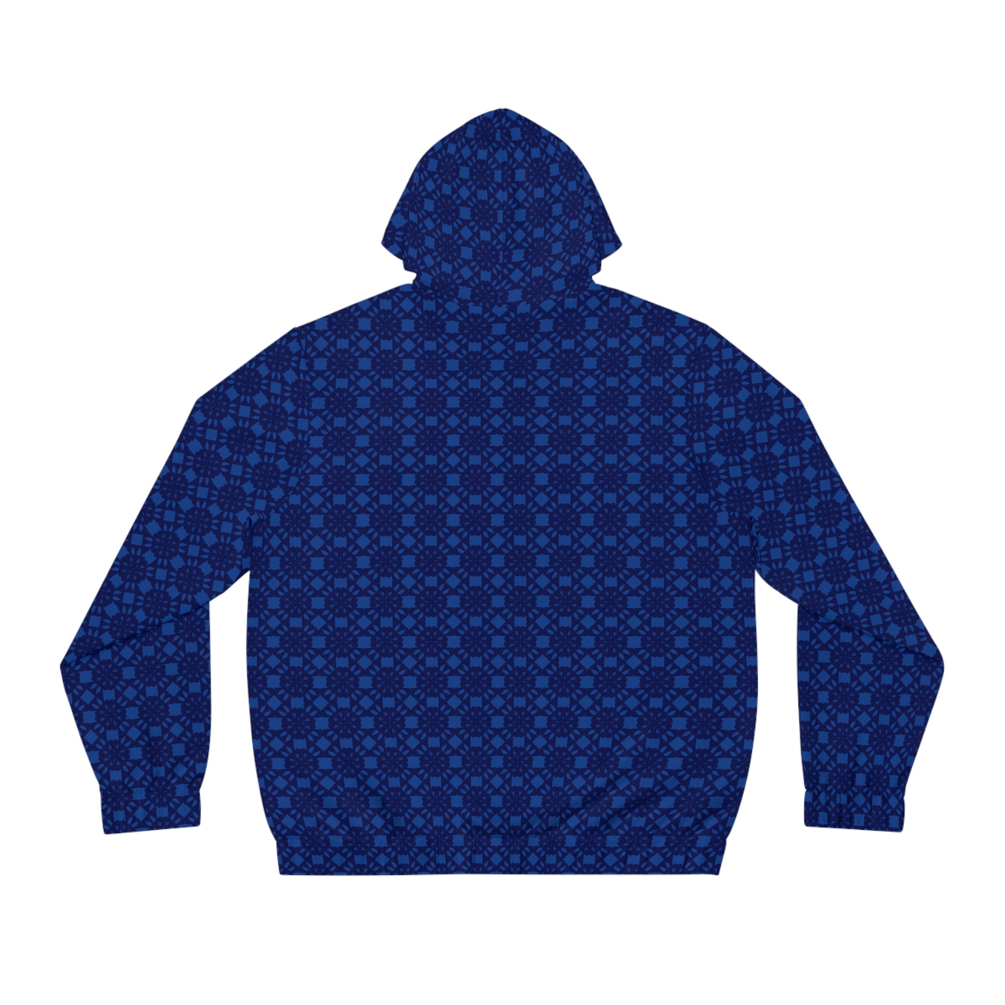 Blue Geometric Pattern Full‑Zip Hoodie