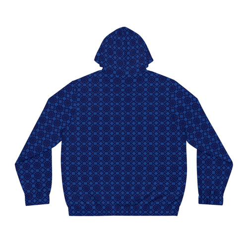 Blue Geometric Pattern Full‑Zip Hoodie