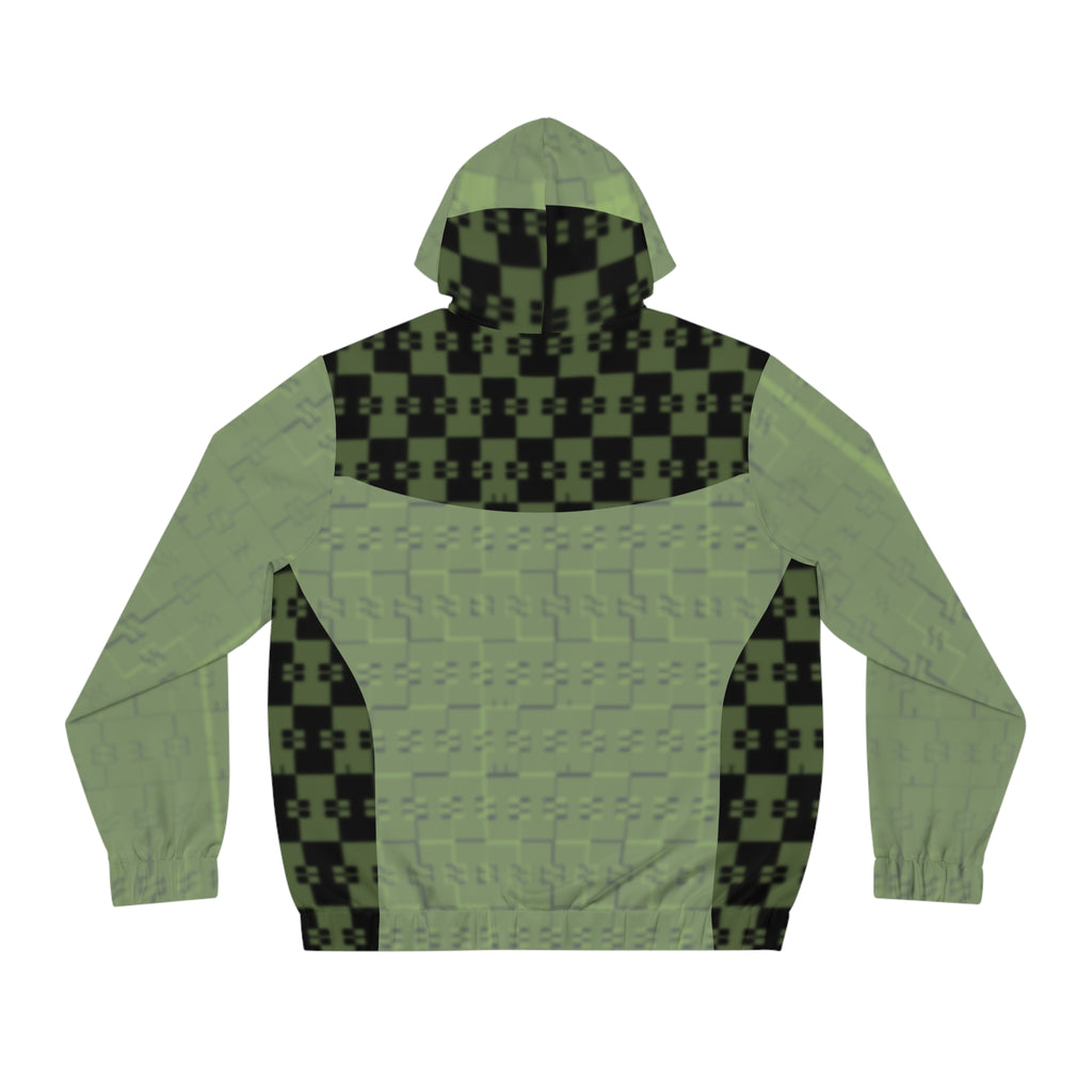 Green Pixel Camo Blended Blur Full-Zip Hoodie