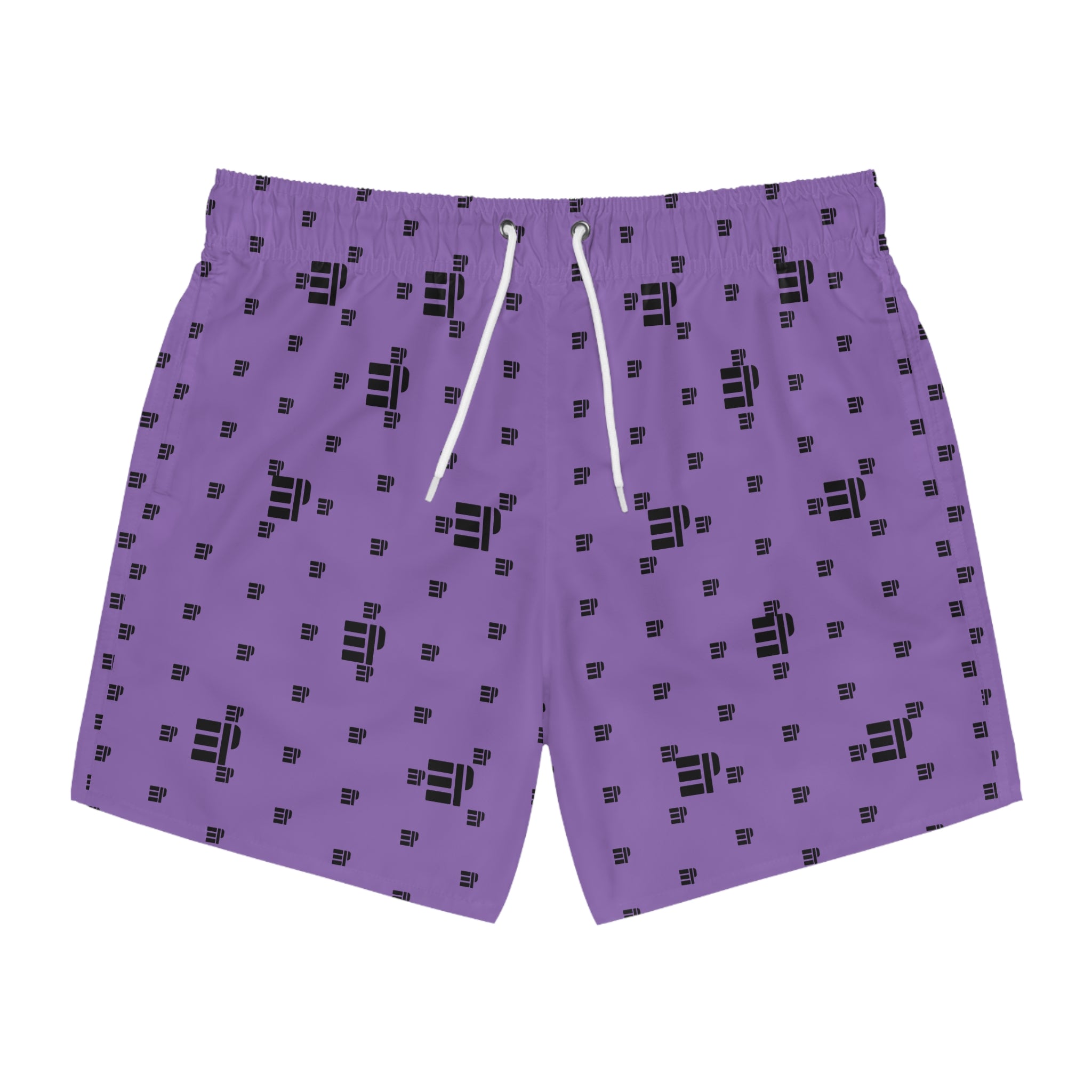 Purple Logo-Print Swim Trunks