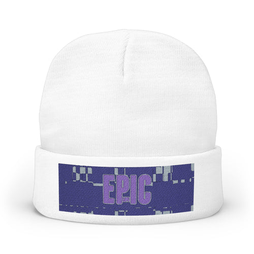 Embroidered 'EPIC' Knit Beanie - Winter Streetwear Cuffed Hat