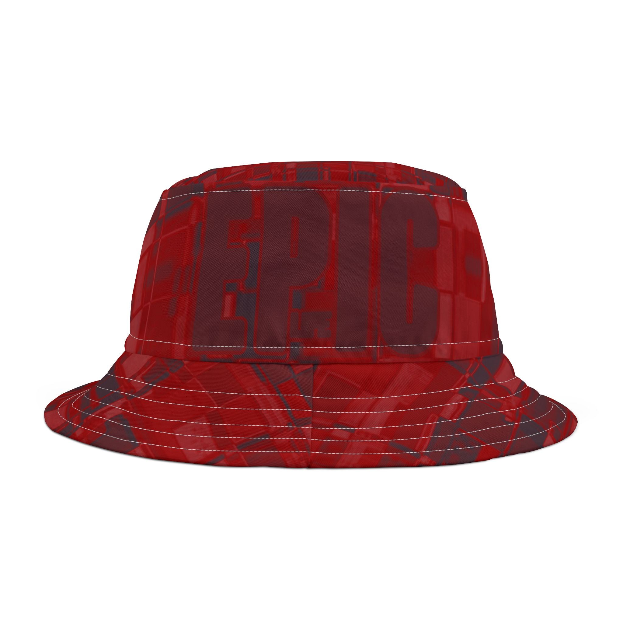 Red Plaid Pattern Bucket Hat — Casual Streetwear Sun Hat