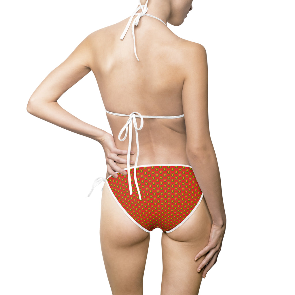 Retro Fruit Dot Bikini — Orange & Green Polka Dot Women's Swimsuit