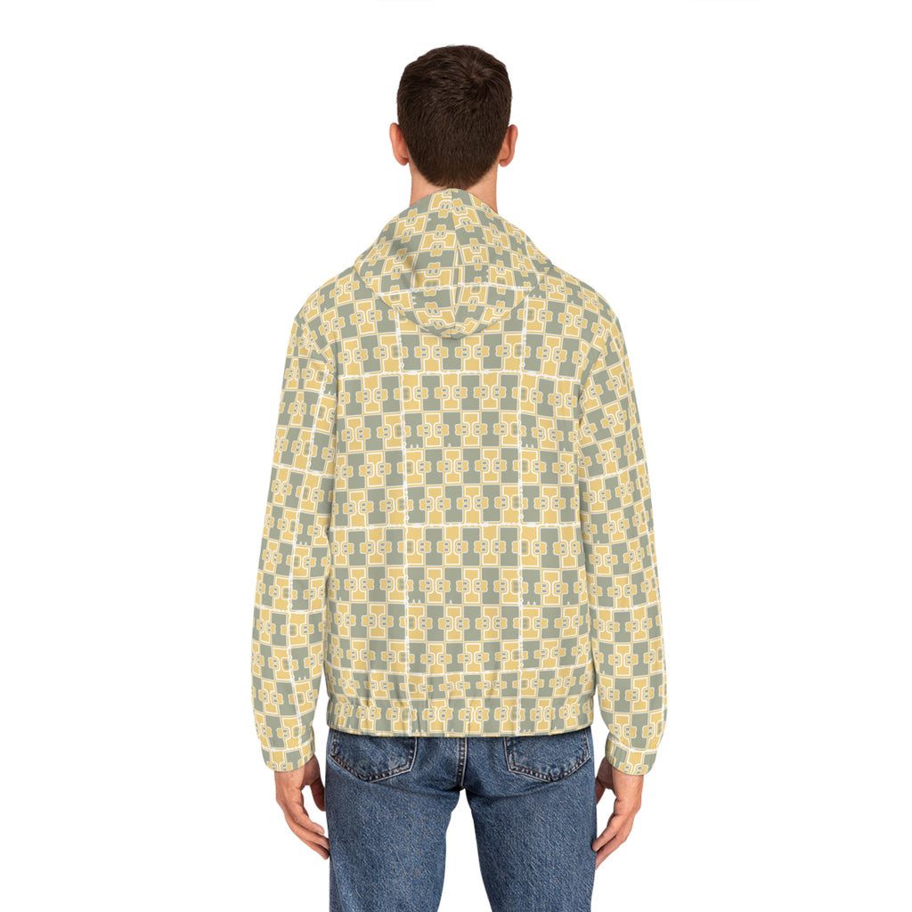Men’s epic Cozy Layer Full - Zip (Checker Pattern) Tan / Khaki / Green Casual Streetwear, Perfect for Fall, Gift for Him, Stylish and Functional