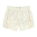 Light Cream Swim Trunks with Subtle Peach Stripe — Men's Beach Shorts