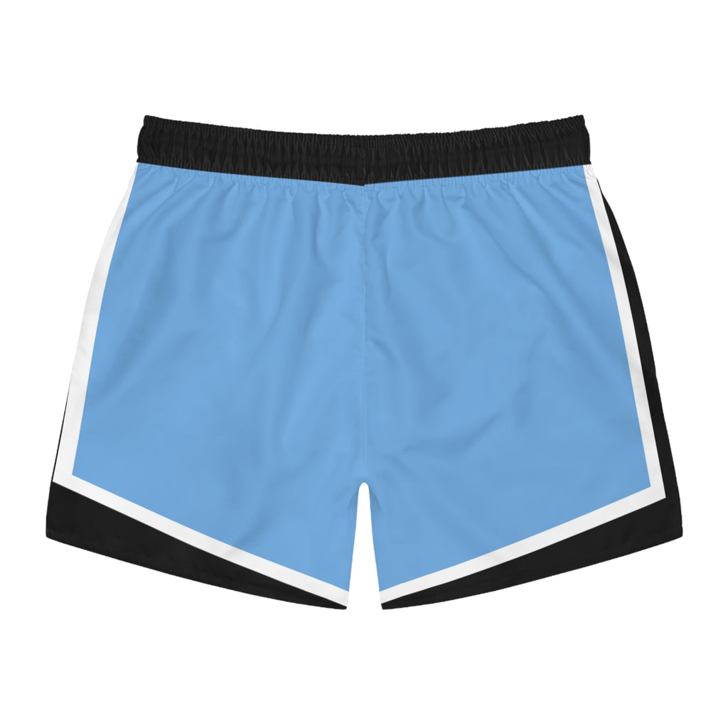 Epic Life Swim Trunks — Blue Graphic All-Over Print Beach Shorts