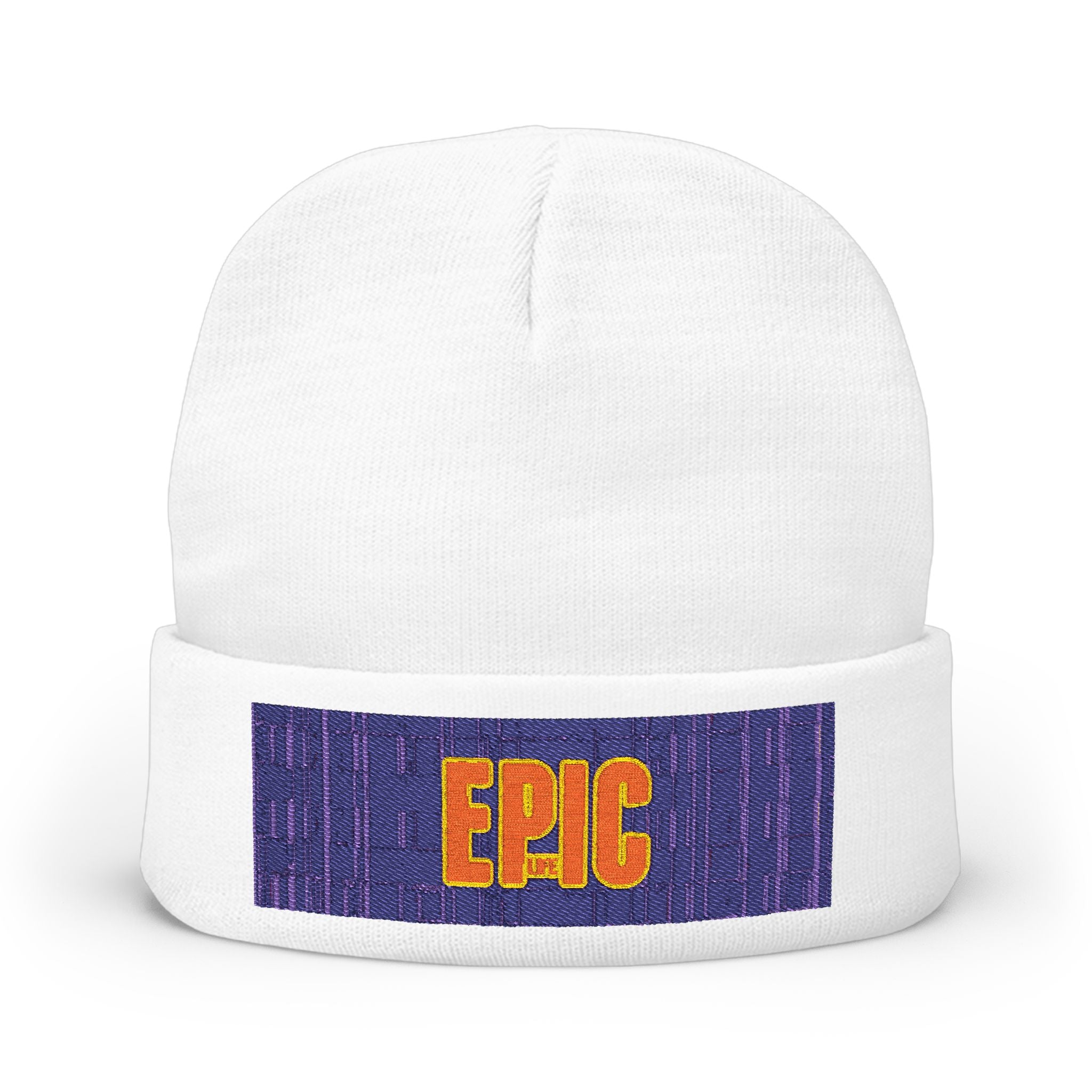 Epic Embroidered Knit Beanie — Bold Retro Patch Winter Hat