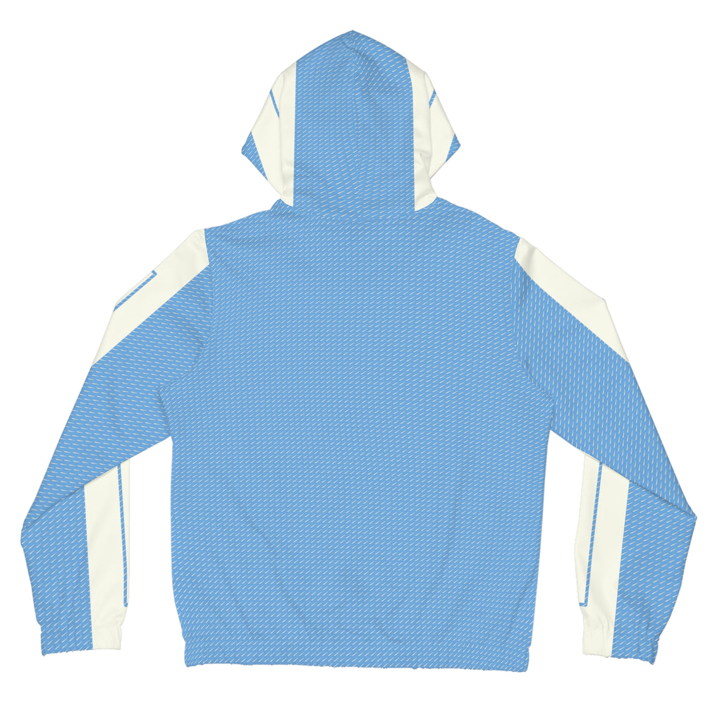 Light Blue Geometric Zip Hoodie — Women's Casual AOP Full-Zip