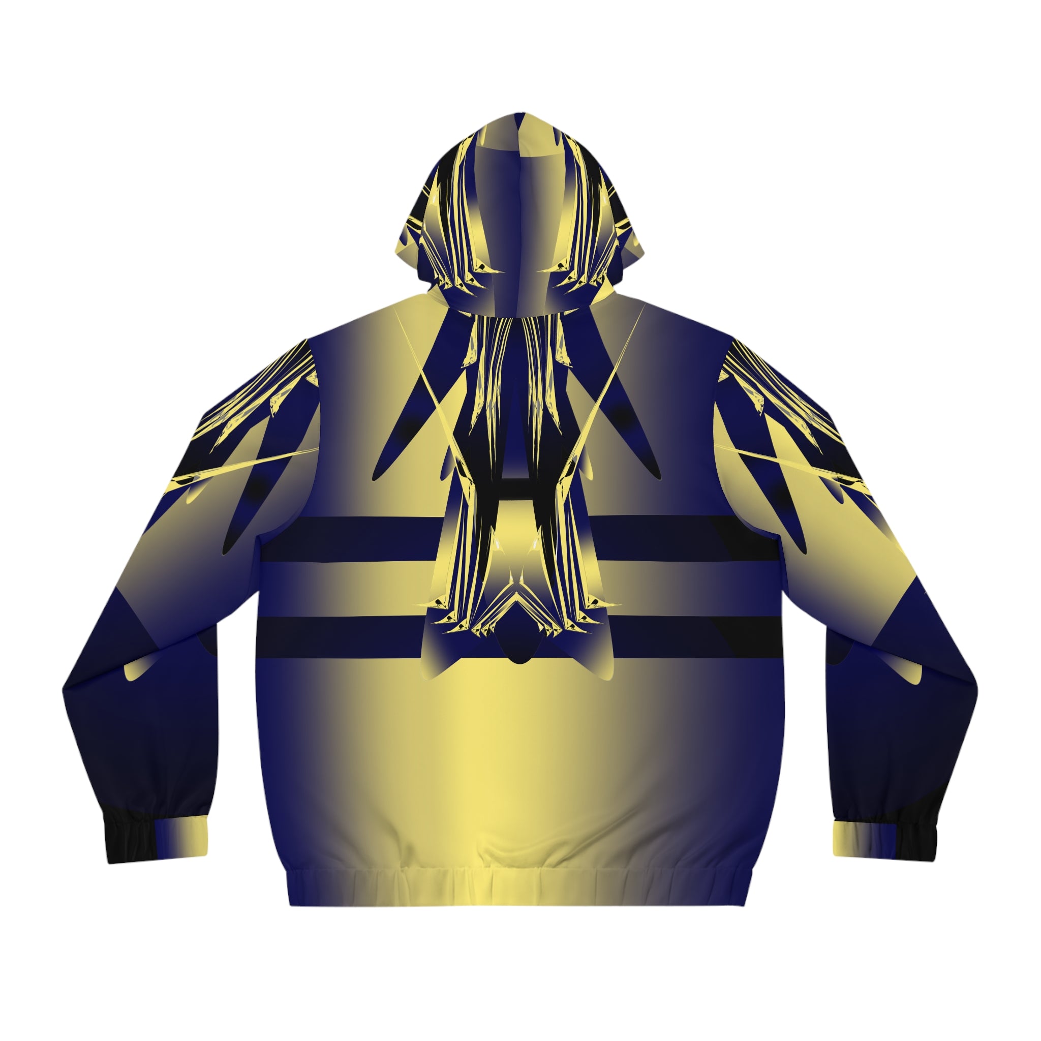 Abstract Gold & Navy Geometric Hoodie — Men's Full-Zip Jacket