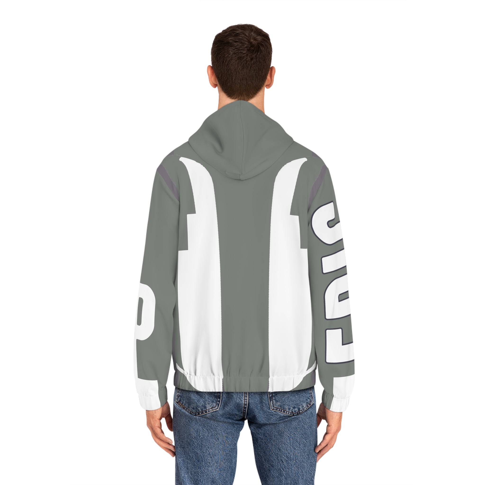 Full-Zip Hoodie — Bold Geometric Stripe Design