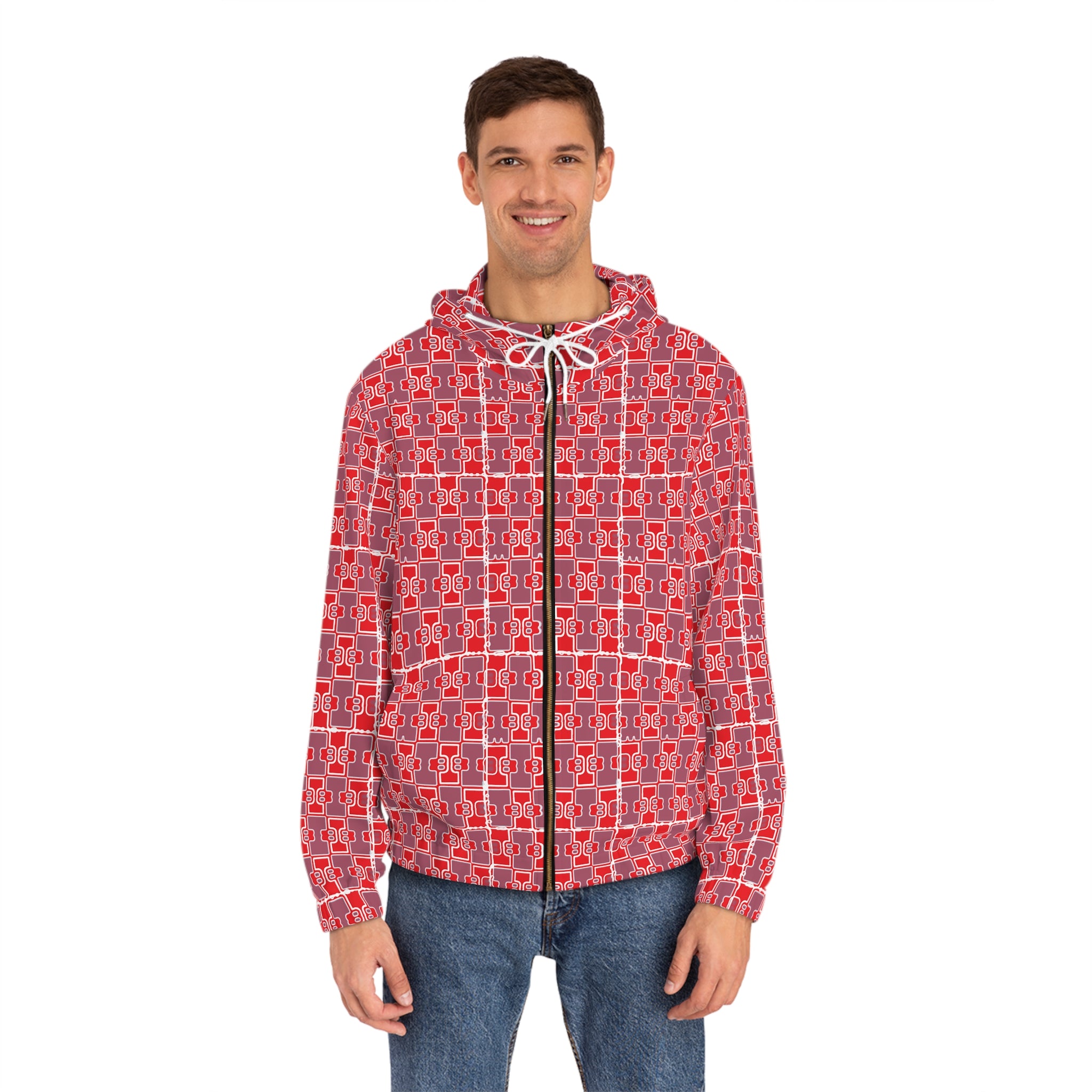 Men’s epic Cozy Layer Full - Zip | True Red (Checker Pattern) , in addition to fall season and Gift-Ready for Him