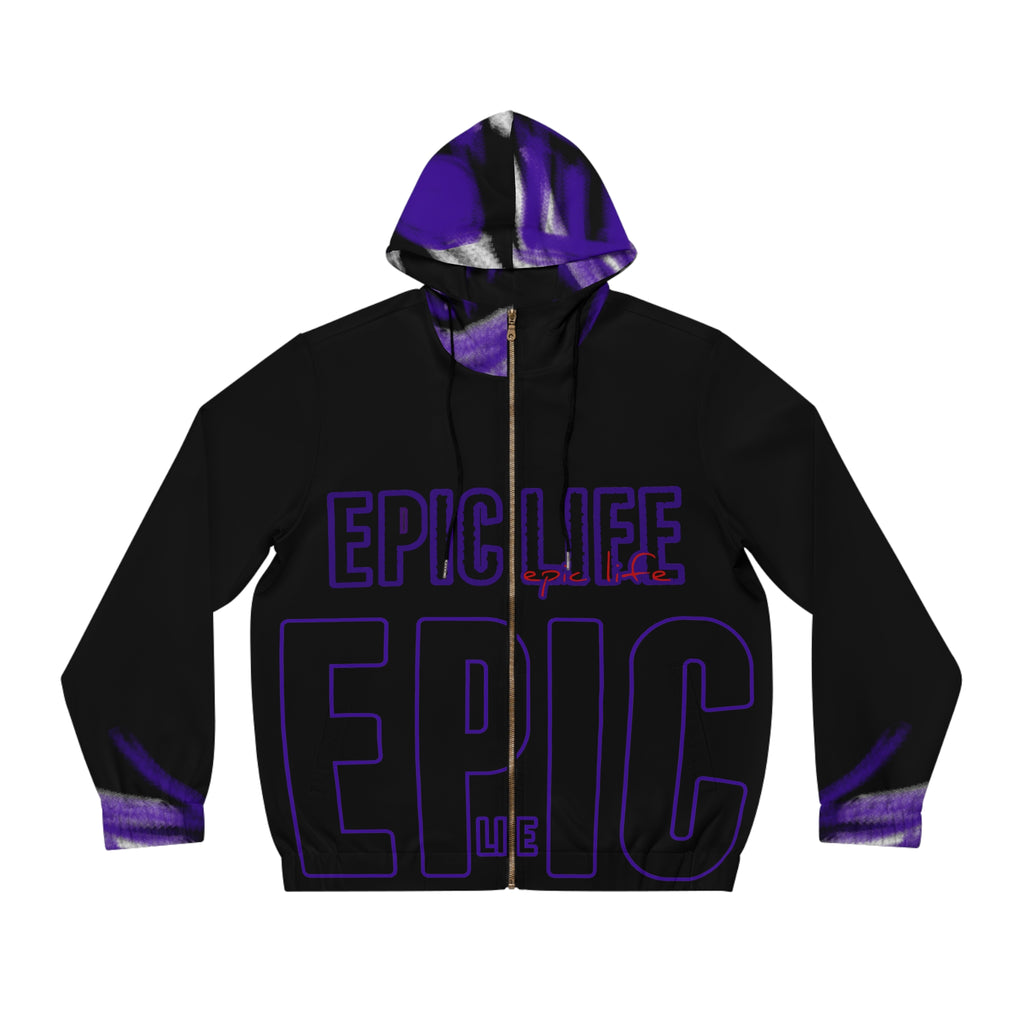 Epic Life Zip Hoodie — Bold Purple Graphic Full-Zip Hoodie