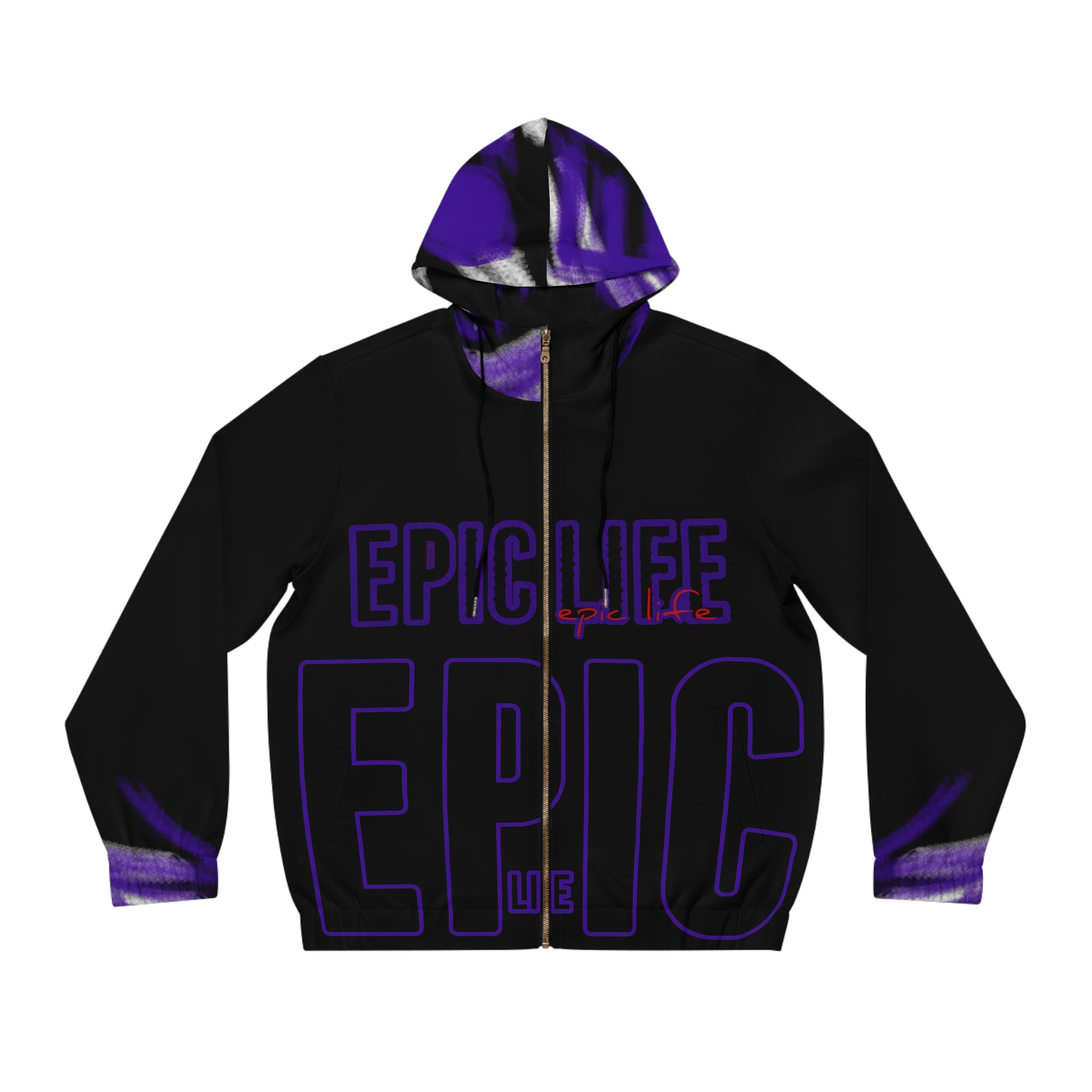 Epic Life Zip Hoodie — Bold Purple Graphic Full-Zip Hoodie