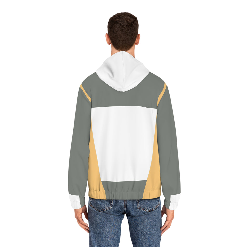Epic Life Men's Olive & Mustard Geometric Full-Zip Hoodie - Retro All-Over Print Style