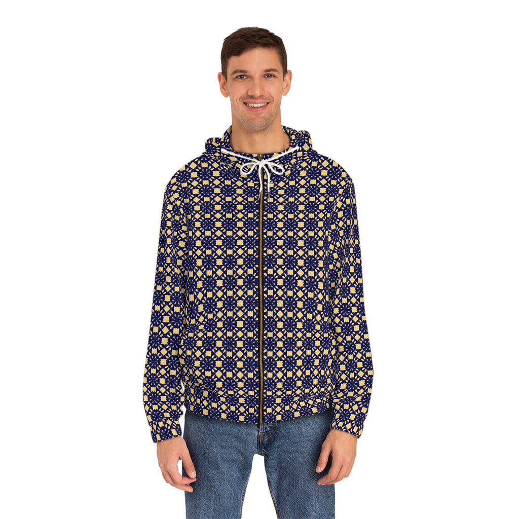 Epic Life Men's Epic Flower Full-Zip Hoodie - Navy & Gold All-Over Print