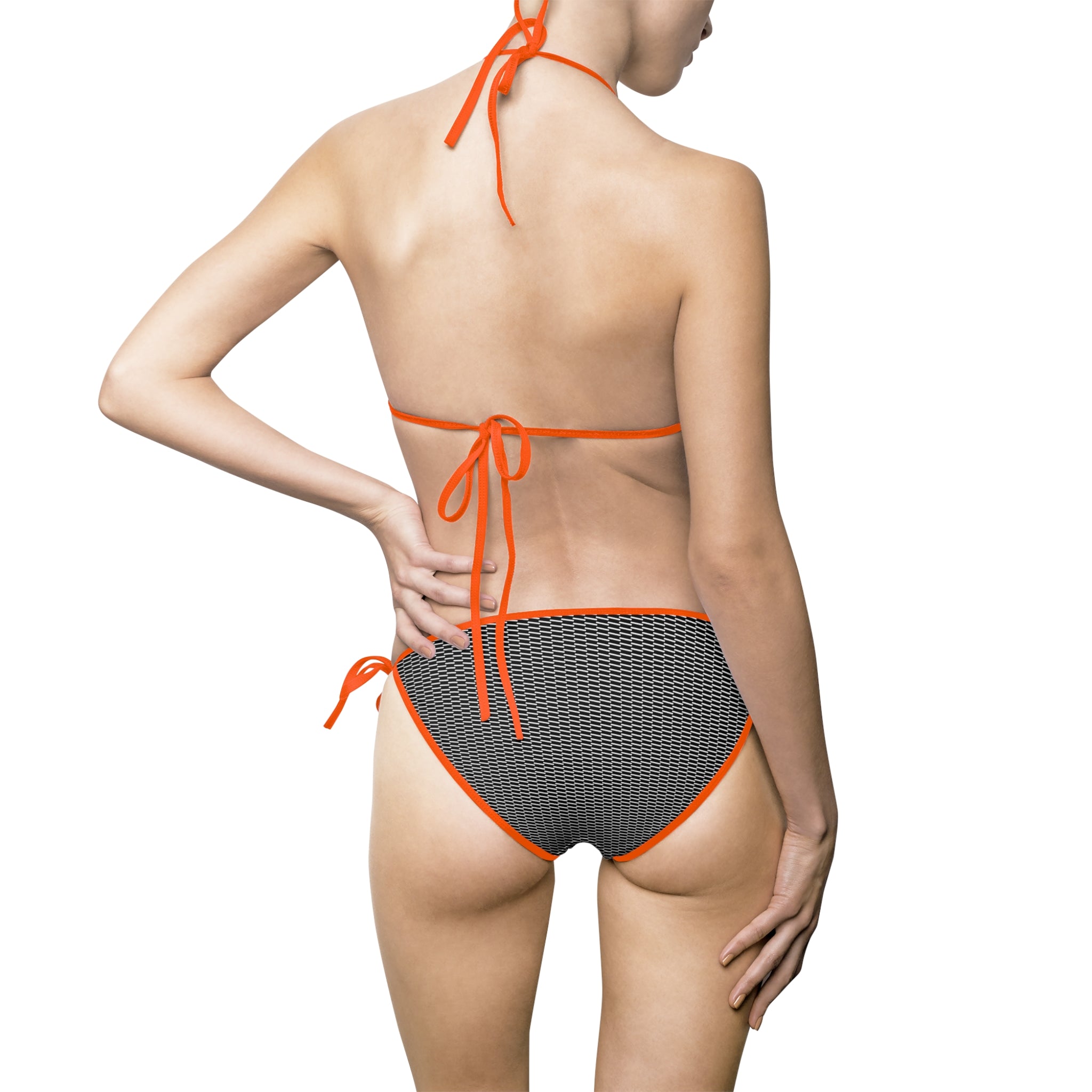 Textured Black Triangle Bikini — Women's Tie-Side Two-Piece Swimsuit