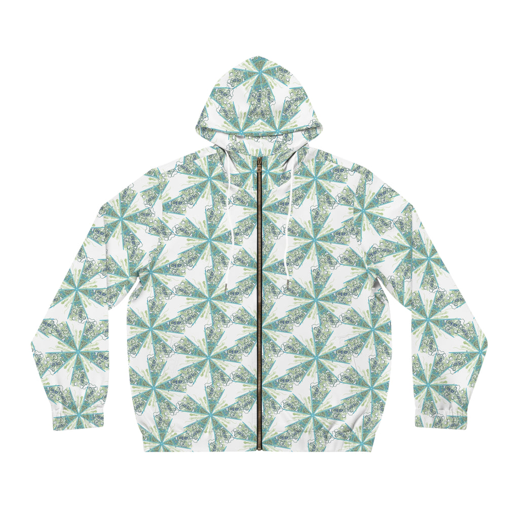 Geometric Mint Star All-Over Print Hoodie