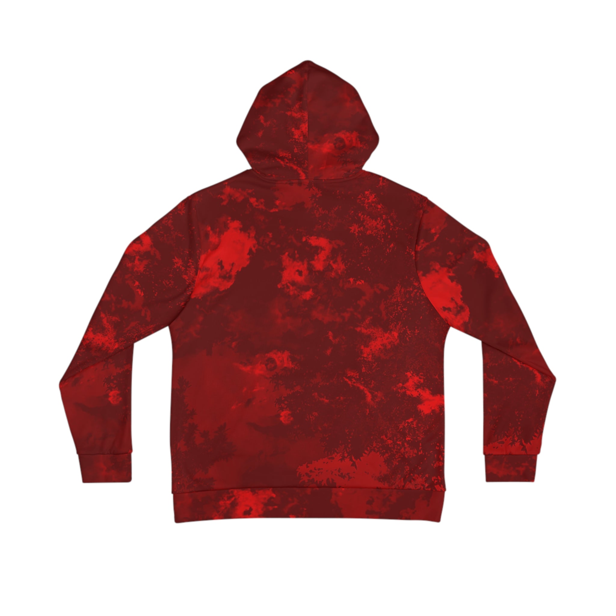 Red Tie-Dye Hoodie — All-Over Print Casual Pullover