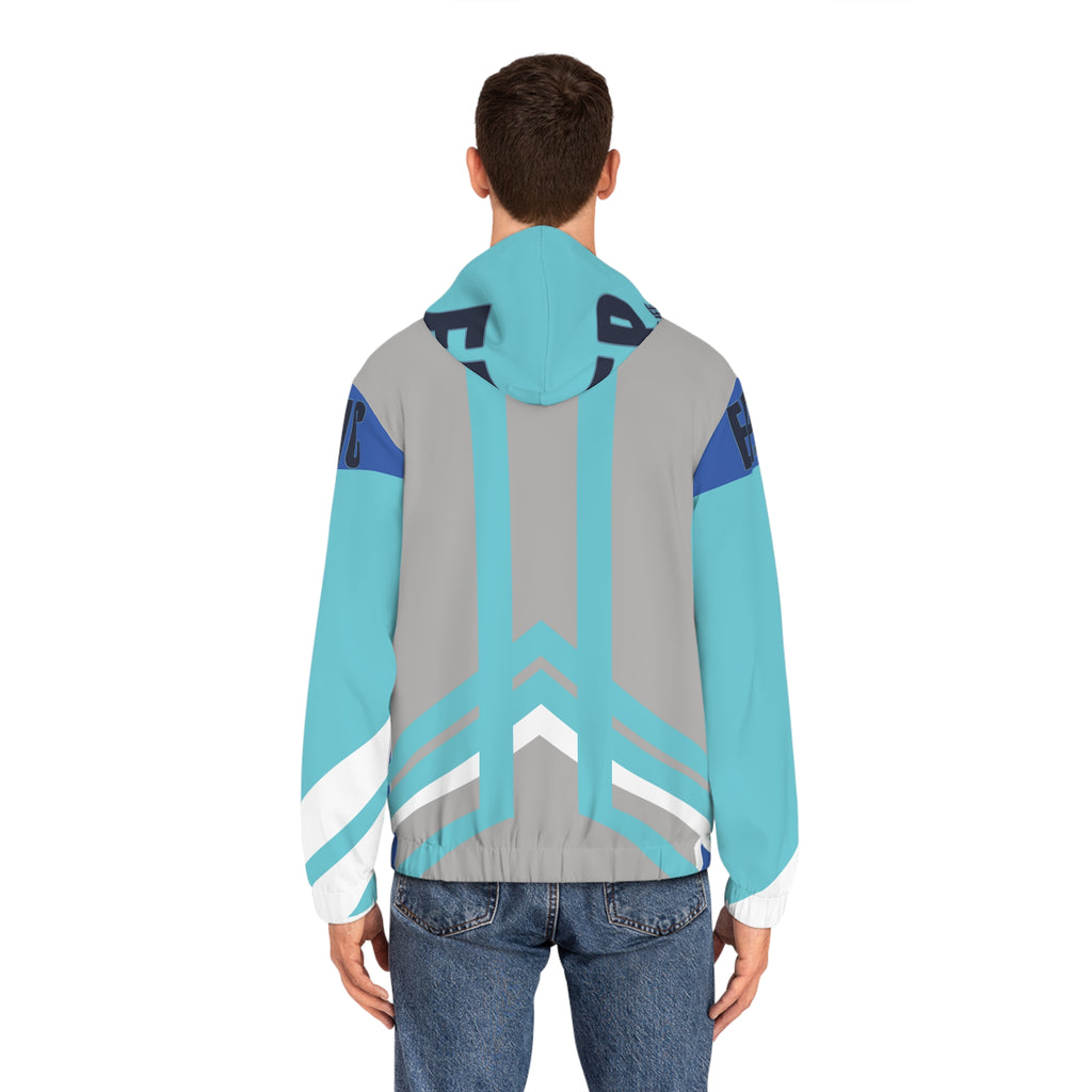 Epic Aqua Geo Full-Zip Hoodie — Men's Athletic Zip-Up