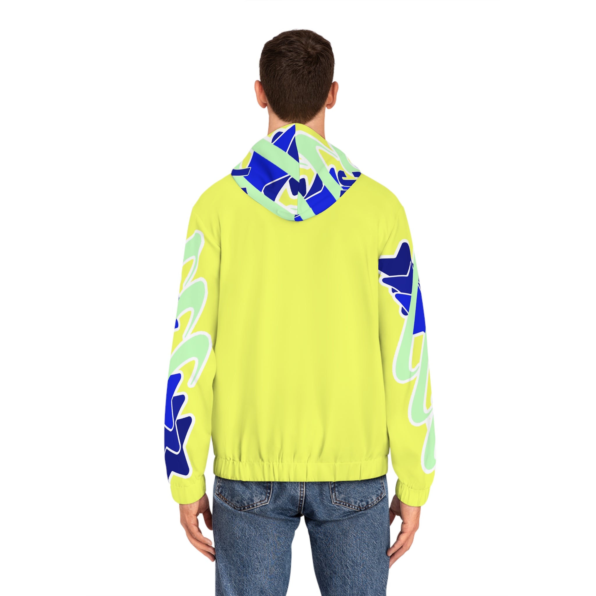 Epic Life Star Full-Zip Hoodie — Banana Yellow Neon Graphic Zip-Up Jacket