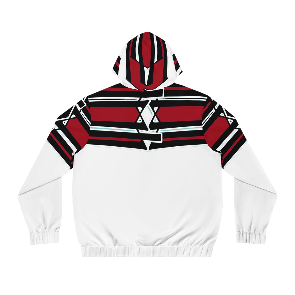 Ohio State-Inspired Red & Black Striped Full-Zip Hoodie