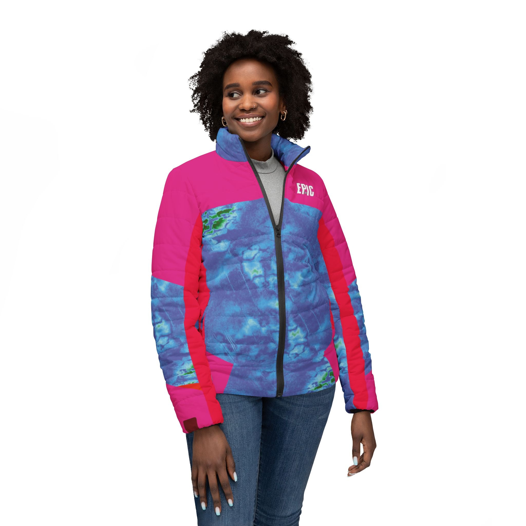 Epic Tie-Dye Puffer Jacket — Women's Colorblock Winter Coat