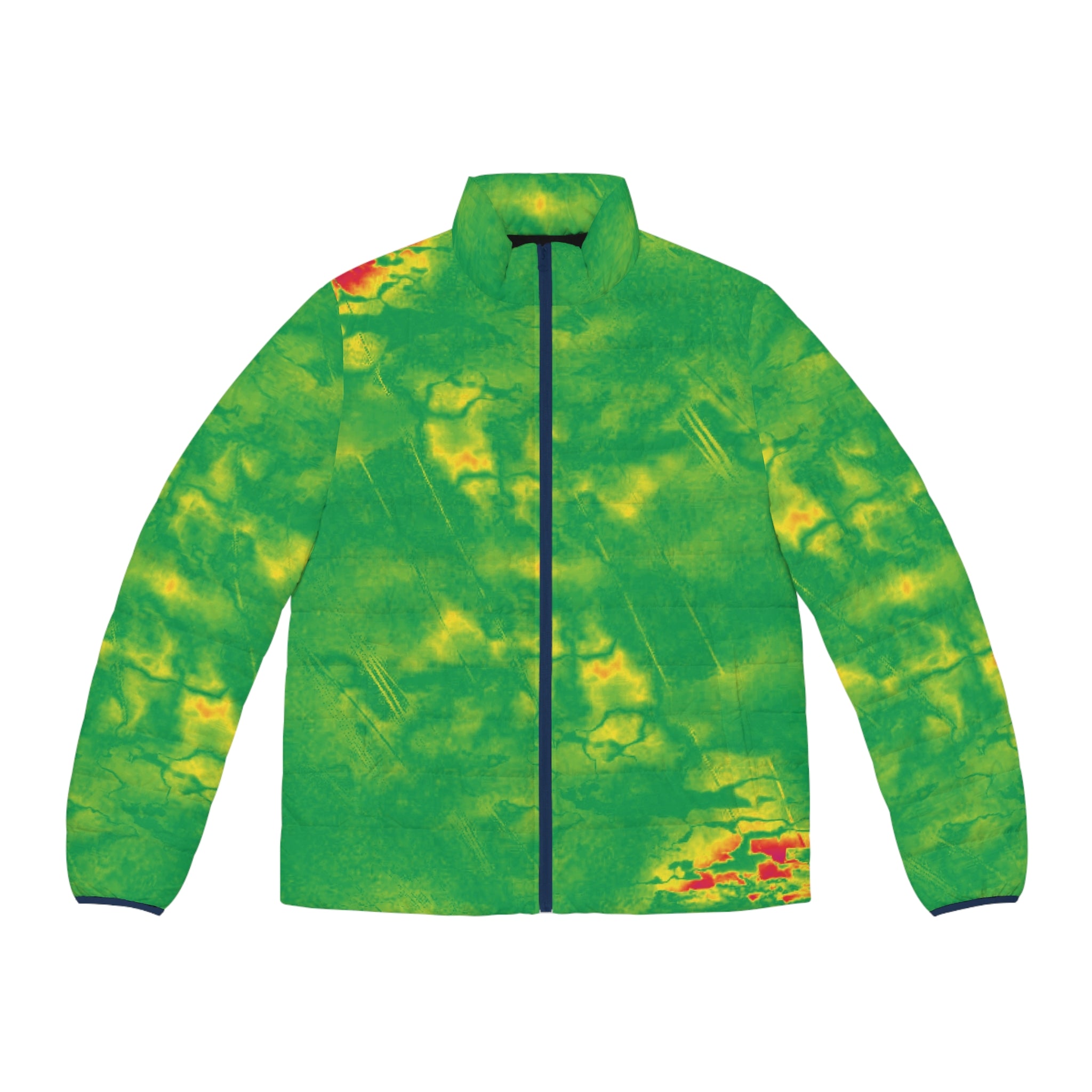 Green Thermal Map Puffer Jacket