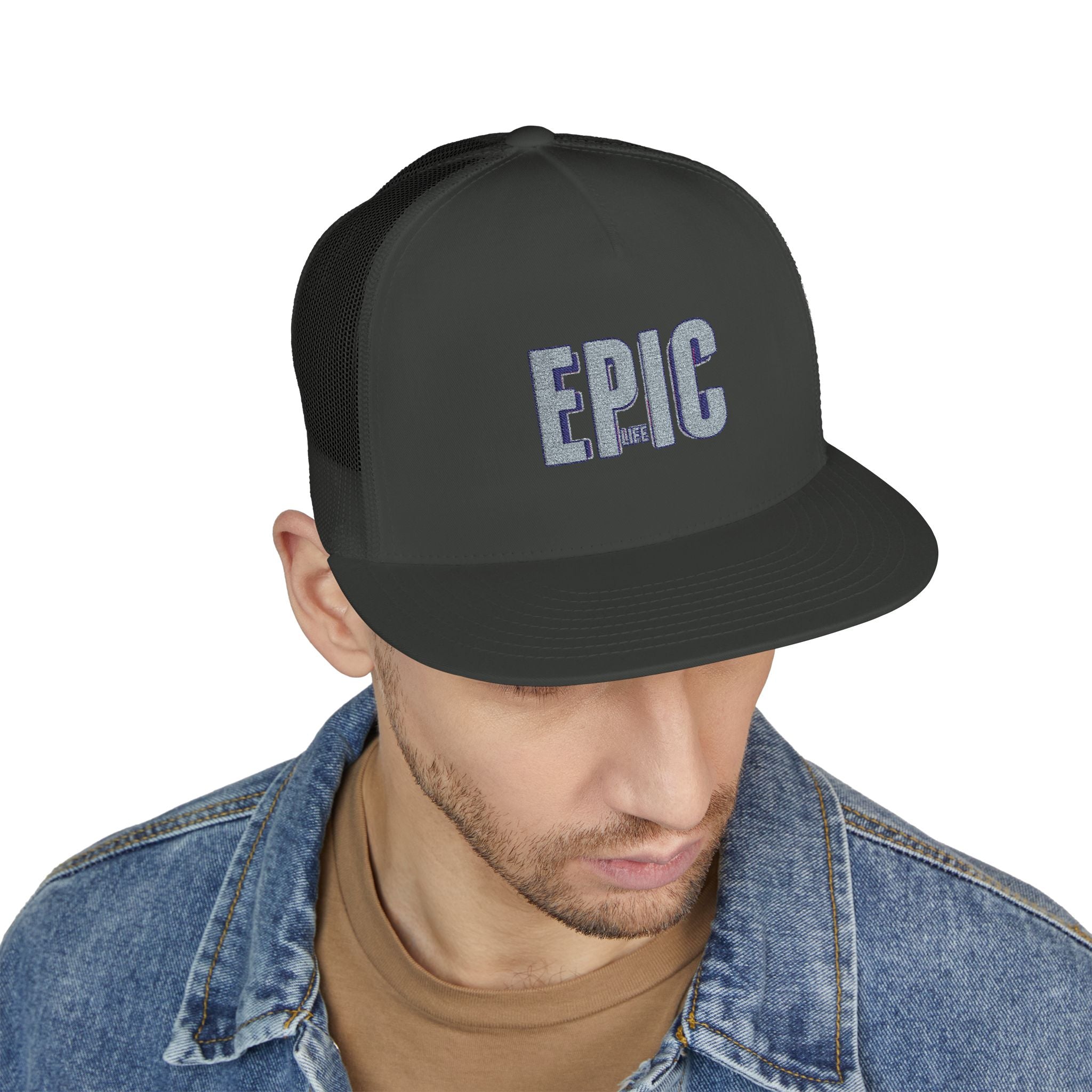 Epic Embroidered 5 Panel Trucker Cap, Cool Hats for Men , Casual Style, Gifts for Dad, Outdoor Adventures, Summer Fashion