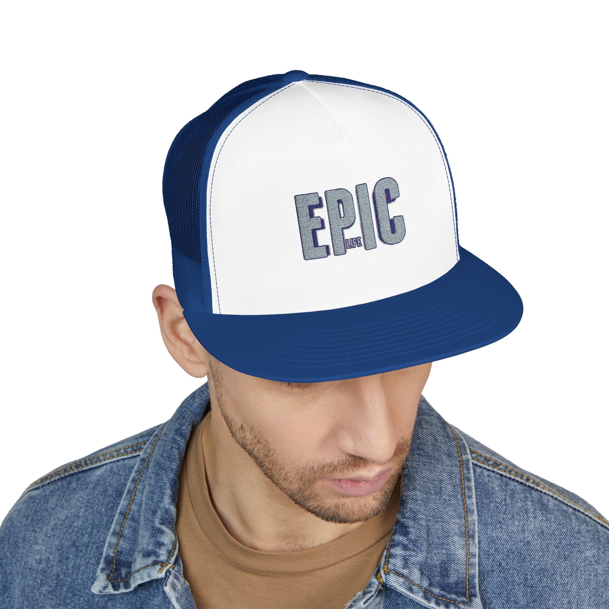 Epic Embroidered 5 Panel Trucker Cap, Cool Hats for Men , Casual Style, Gifts for Dad, Outdoor Adventures, Summer Fashion