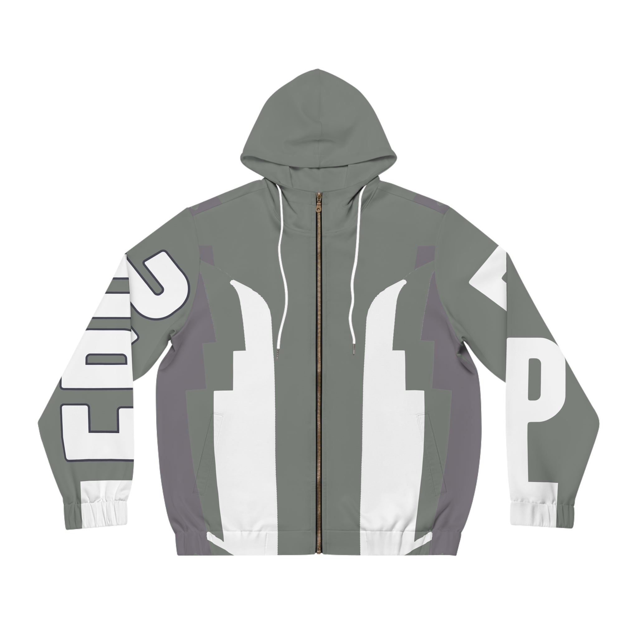 Full-Zip Hoodie — Bold Geometric Stripe Design