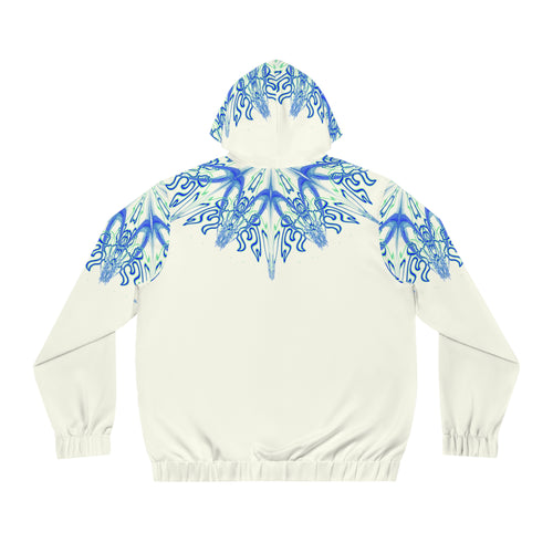 Blue Mandala Zip Hoodie — Men's All-Over Print Lightweight Hooded Jacket