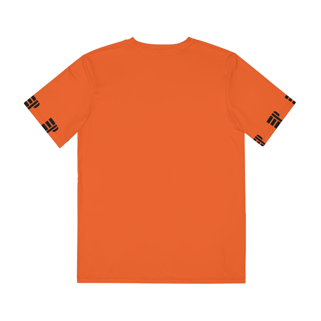 Epic Life Orange Graphic Tee — Bold All-Over Print Men's Polyester Shirt