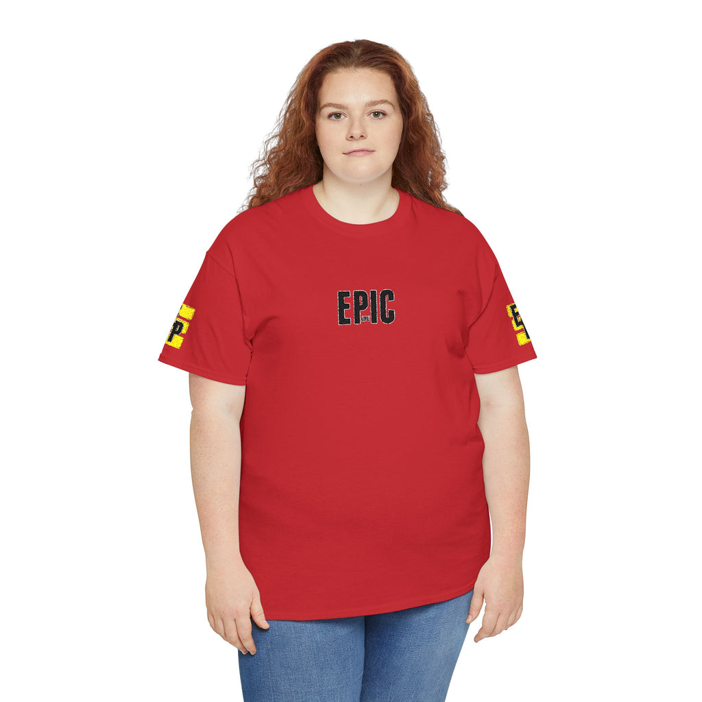 Epic Yellow Tee — 'EPIC' Graphic T-Shirt with Sleeve Accent